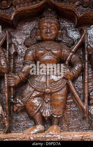 Asien, Indien, Karnataka, Udipi Udupi Krishna Tempel, Figur auf einem Tempel Wagen Stockfoto