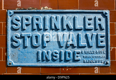 Sprinkler-Absperrventil in Zeichen Stockfoto