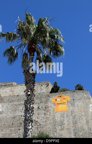 Die Tour de France besucht Calvi, Korsika, Frankreich zum ersten Mal im Jahr 2013 die 100. Tour. Stockfoto