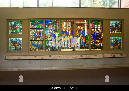 Glasmalerei-Wandbild von George Washington in Mt. Vernon Visitor Center, Virginia, USA Stockfoto