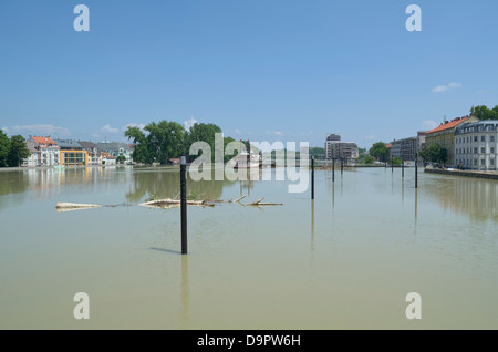 Hochwasser der Donau in Györ, Ungarn Stockfoto