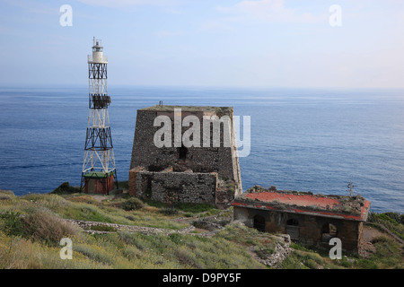 Leuchtturm am Punta Campanella, Kampanien, Italien Stockfoto