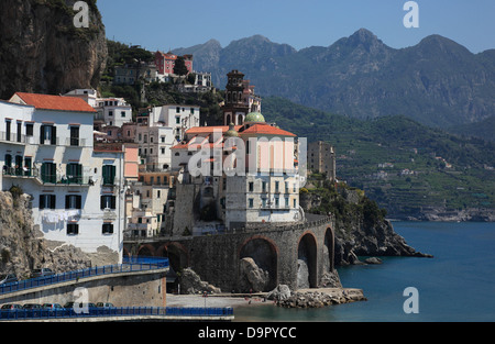 Stadt Atrani auf der Amalfi Küste, Kampanien, Italien Stockfoto