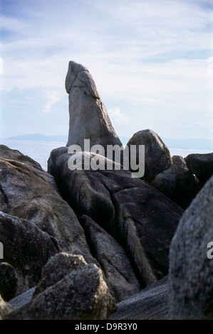 Hin Ta und Hin Yai, einige faszinierende Felsformationen an Südküste von Koh Samui, Thailand Koh Samui Stockfoto