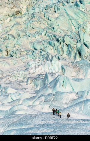 Wandern auf Fallsjokull ist Gletscher in Island Fallsjokull ein Outlet-Gletscher auf dem südlichen Teil des Vatnajökull-Eiskappe, Island Stockfoto