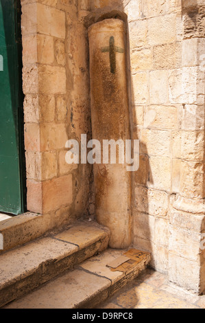 Israel Jerusalem Altstadt 9 9. Station des Cross Site Jesus fällt zum dritten Mal römische Säule Welle Tür äthiopische Kloster Stockfoto