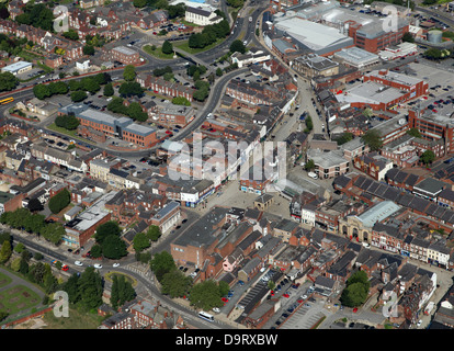 Luftaufnahme von Pontefract Stadtzentrum in West Yorkshire Stockfoto