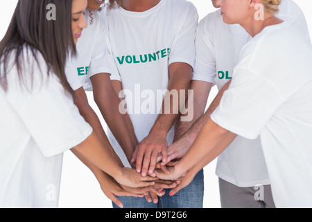 Glücklich Freiwillige Hände Zusammenstellung Stockfoto