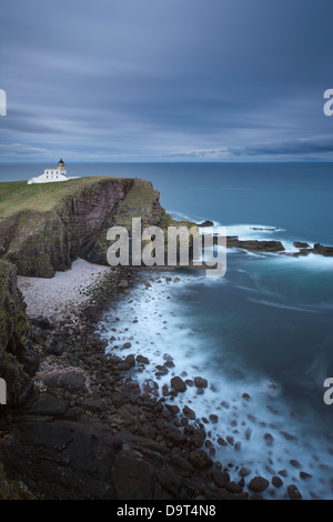 Stoner Head Lighthouse, Sutherland, Schottland, UK Stockfoto