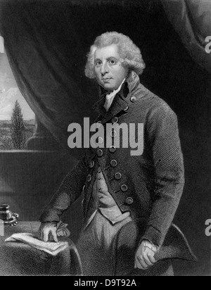 Richard Brinsley Sheridan Anglo-irischer Dramatiker und Politiker der Whig Stich nach dem Porträt von Joshua Reynolds Stockfoto