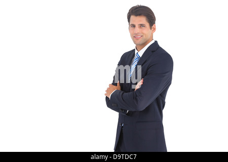 Seitenansicht eines lächelnden Geschäftsmann Stockfoto