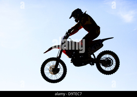 Sendezeit Fahrer Whitby Motocross, North Yorkshire Stockfoto