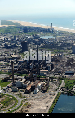 Luftaufnahme von Port Talbot Stahl Werke und Aberavon Beach. Stockfoto