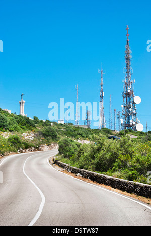 Satelliten auf Monte El Toro, Balearen Stockfoto