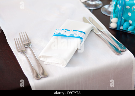 Nahaufnahme von Hochzeit Tischdekoration Stockfoto