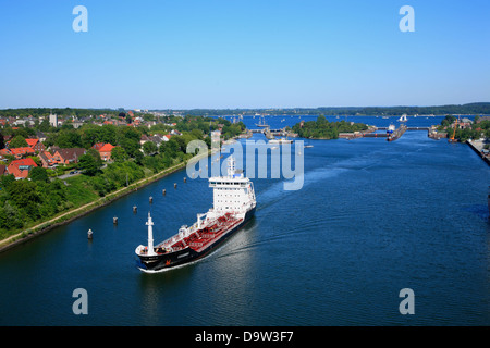 Nord-Ostsee-Kanal bei Kiel-Holtenau Lock, Kiel, Schleswig-Holstein, Deutschland, Europa Stockfoto