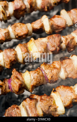 Kochen lecker Schaschlik Grill im freien Stockfoto