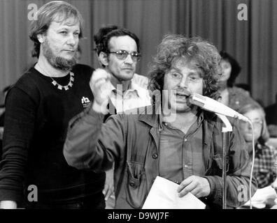 Ehemaliger Student Leader und linke Politiker Daniel Cohn-Bendit spricht am 23. Juli 1978 an die Delegierten der "grüne Liste Umweltschutz". Stockfoto