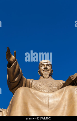 Statue von König Sejong in Gwanghwamun Plaza, Gwanghwamun, Seoul, Südkorea, Asien Stockfoto