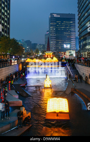 Laternenfest jährlich entlang der Cheonggyecheon Stream, Seoul, Südkorea, Asien Stockfoto