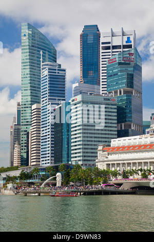 Südost-Asien, Singapur, erhöhten Blick über das Stadtzentrum und der Marina Bay Stockfoto