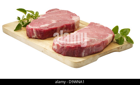 rohes Rindfleisch Ribeye Steak ohne Knochen Stockfoto
