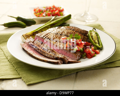 Flanke Steak geschnitten Stockfoto