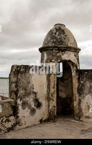 Afrika, Marokko, Ibo Island. Erker an Johannes den Täufer Fort. Stockfoto