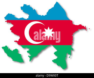 Karte und Flagge von Aserbaidschan Stockfoto