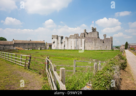 Ruinen Ruine Überreste von Middleham Castle Middleham im Sommer North Yorkshire Dales National Park Wensleydale England Großbritannien GB Großbritannien Stockfoto