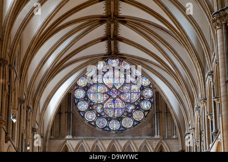 Lincoln - der Dekan Auge im Inneren der Kathedrale; Lincoln, Lincolnshire, UK, Europa Stockfoto