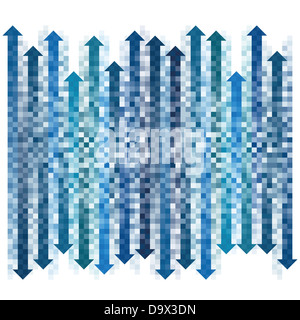 Blauen Gradienten Pixel Pfeile Hintergrund Stockfoto