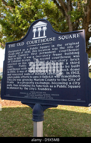 OLD COURTHOUSE SQUARE als ein Publilc Quadrat in den ursprünglichen Ocala Plat 1846 bezeichnet, dieser Ort war der Aufstellungsort von Mari Stockfoto