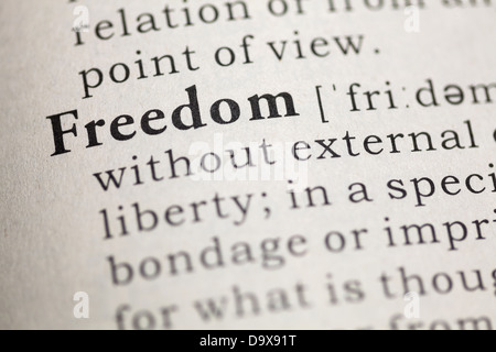 Wörterbuch-Definition des Wortes Freiheit. Stockfoto