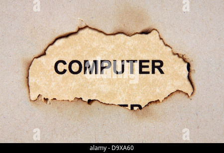 Computertext in Papier-Loch Stockfoto