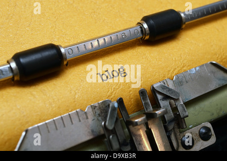Blog-Text auf Schreibmaschine Stockfoto