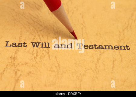 Letzten Willen und testament Stockfoto