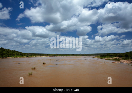 Lower Sabie Fluss bei Hochwasser, Krüger Nationalpark, Südafrika Stockfoto