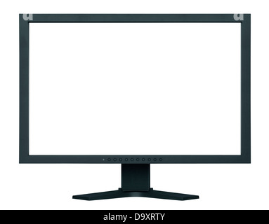 Flache breite Computerbildschirm isoliert auf weiss Stockfoto