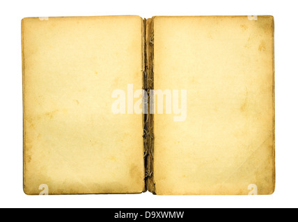 Offene alte leeres Buch mit Beschneidungspfad. Stockfoto