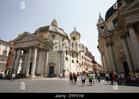 Chiesa di Santa Maria dei Miracoli und Chiesa di Santa Maria in Montesanto, Piazza del Popolo, Rom, Italien Stockfoto