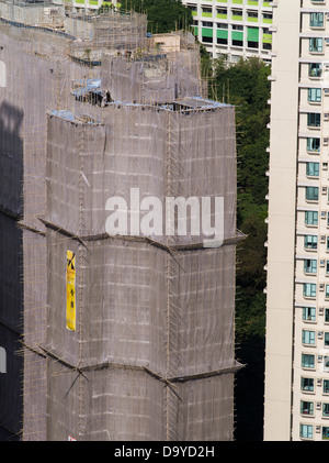 dh Bau von Wolkenkratzern CAUSEWAY BAY HONGKONG Bau von Bambusgerüsten Gebäude China Gerüste Wolkenkratzer Wohnungen werden gebaut Stockfoto