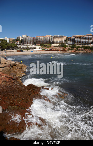 Küste entlang vorbei an Salou am Wasser Immobilien an der Costa Dorada Katalonien Spanien Stockfoto