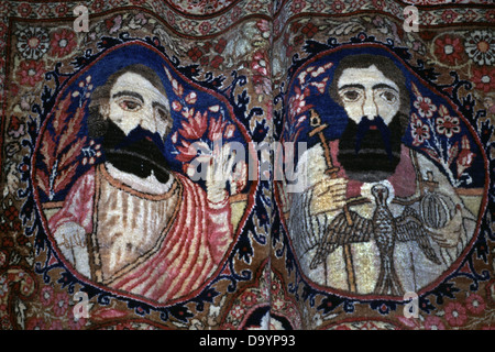 Detail aus einem armenischen Teppich angezeigt im Mardigian Museum im Inneren des armenischen Patriarchats in der armenischen Viertel Altstadt Ost-Jerusalem Israel Stockfoto