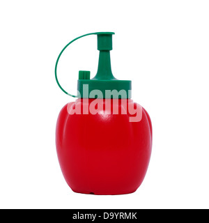 Eine klassische generische Sqeezy Flasche für Tomaten-Ketchup auf einem weißen Hintergrund Stockfoto