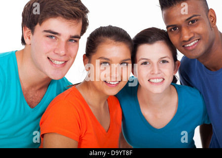 Gruppe der lächelnde junge Vielfalt Menschen auf weißem Hintergrund Stockfoto