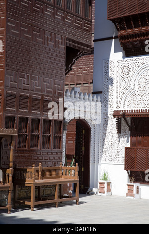 Innenhof, Al-Tayibat-Stadtmuseum für internationale Zivilisation, Jeddah, Saudi Arabien Stockfoto