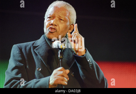 Nelson Mandela am Feiern Südafrika Konzert in Trafalgar Square, London, UK. Stockfoto