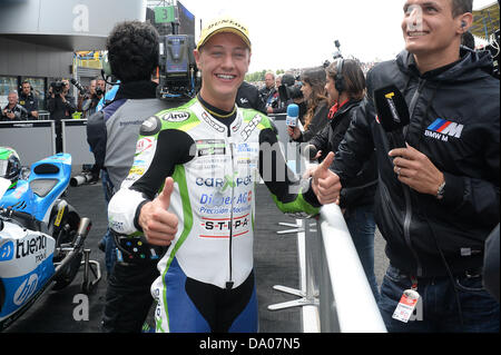 Assen, Niederlande. 29. Juni 2013. Dominique Aegerter (Technomag Carexpert) während des Rennens auf TT ASSEN Rennstrecke. Bildnachweis: Gaetano Piazzolla/Alamy Live-Nachrichten Stockfoto