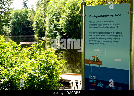 Fisheries Society BC Binnenfischerei in Ortsschild Heiligtum Teich Hastings Park Vancouver Stockfoto